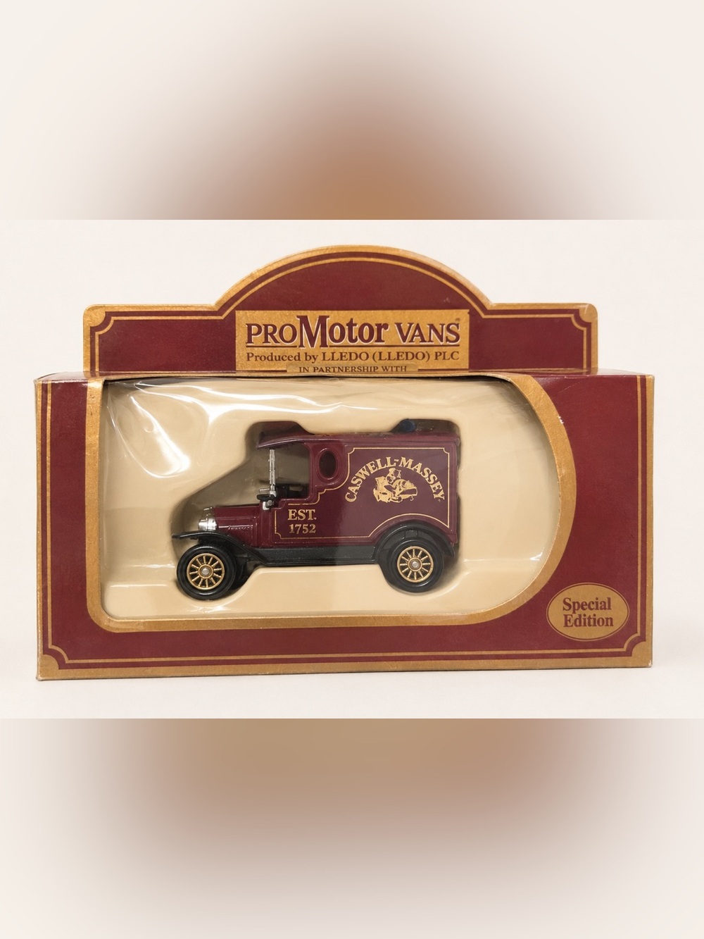 2001 Lledo Caswell-Massey Pro Motor Vans Burgundy View CollectibleVan NIB